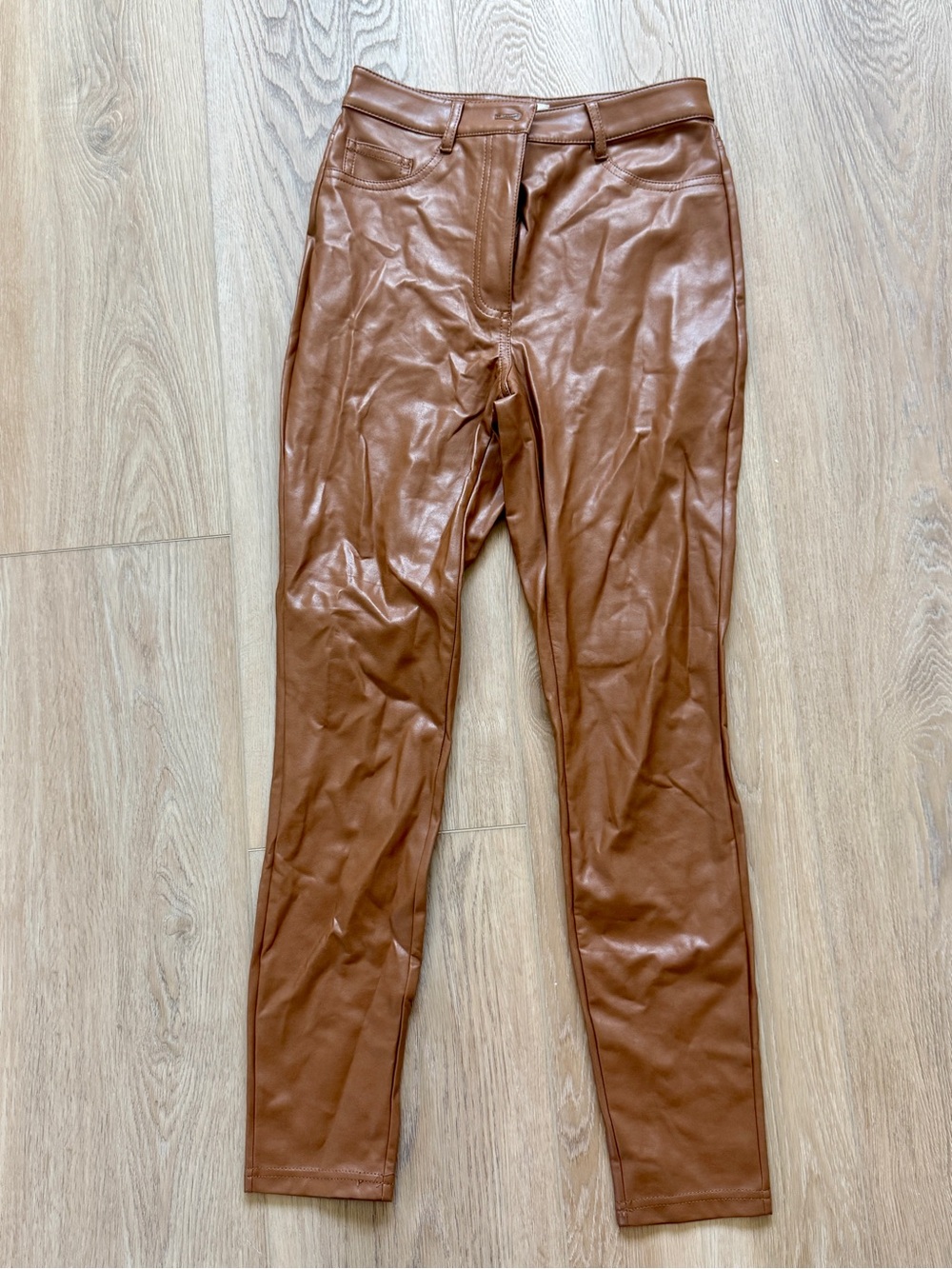 Wilfred Faux Leather Skinny Pants in Cognac Brown